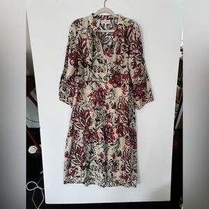 Apiece Apart dress Silk midi pink green floral boho cottagecore coastal Size 8